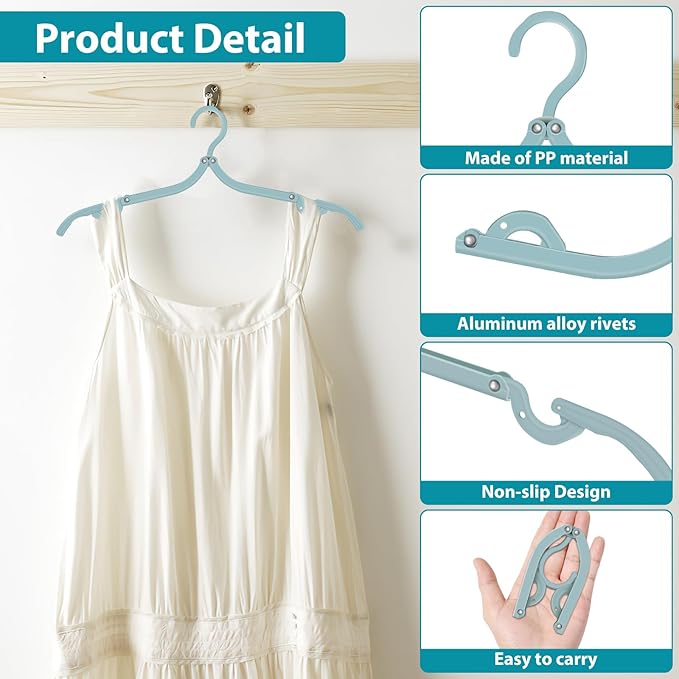 40PCS Large Travel Hangers Lightweight Portable Clothes Hangers with Non-Slip Grooves Space Saving Foldable Clothes Hanger 45cm Plastic Folding Hanger for Travel Camping Home RV