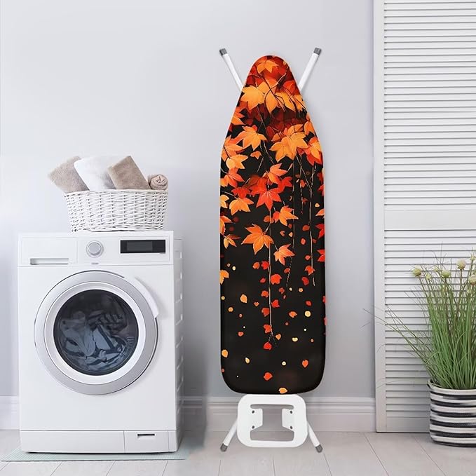 Ironing Board Cover and Pad Fall Maple Leaf Ventilate Resist Scorching Thick Soft Table Top Ironing Board Cover with Elastic Edge 54x15 inches
