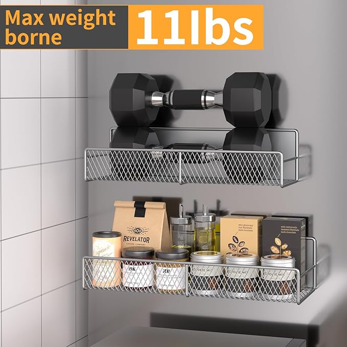 Laundry Organizer with Hanger 6-Pack, Magnetic Shelves for Washing Machine, Magnetic Refrigerator Shelves, Magnet Holder & Baskets, Metal Storage System for Laundry Room, Grey