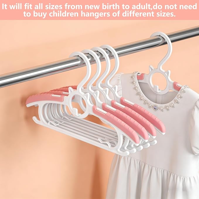 JSF Baby Hangers,30 Pack Baby Clothes Hangers for Closet Kids,Save Space Plastic Hangers Toddler Infant Nursery Child Small Children(Pink)