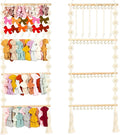Headband Holder - Bow Holder for Baby Girl – Macrame Bow Organizer for Baby Girl w/ 48 Metal Hooks, 6 Slings & Wooden Bead – Space Saving Baby Bow Organizer – Ideal Baby Bow Holder for Expecting Moms