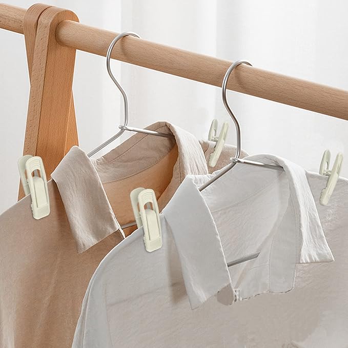Velvet Hangers Clips 80 Pack, Non-Slip Pants Hangers Velvet Clips for Skirt Hanger, Strong Finger Clips Perfect for Thin Velvet Hangers, Ivory