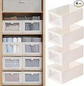 Linen Closet Organizers And Storage, 4 Pack Storage Bins Baskets for Organization Foldable Organizer with Clear Window Organizing Clothing, Jeans, Shelves
