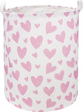 Pink Heart Laundry Hamper, Laundry Basket, Girls Nursery Hamper,Waterproof Storage Bin for Bedroom,Clothes Organizer Basket, Room Decor(Pink Heart)