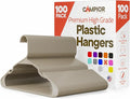 Plastic Clothes Hangers – Heavy Duty Hanger Set, for Organizing Clothes, Dresses, and Coat, Holds Up to 5 lbs, Space-Saving Hangers with Non-Slip Shoulder Grooves, Pack of 100, Ivory