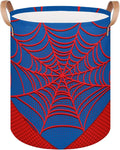 Large Laundry Basket Hamper - Blue Spiderweb 62L Collapsible Storage Bin for Kids Toys, Dirty Clothes, Blankets, Tall Baby Nursery Hamper for Boys Bedroom Bathroom Decor, Gift Basket
