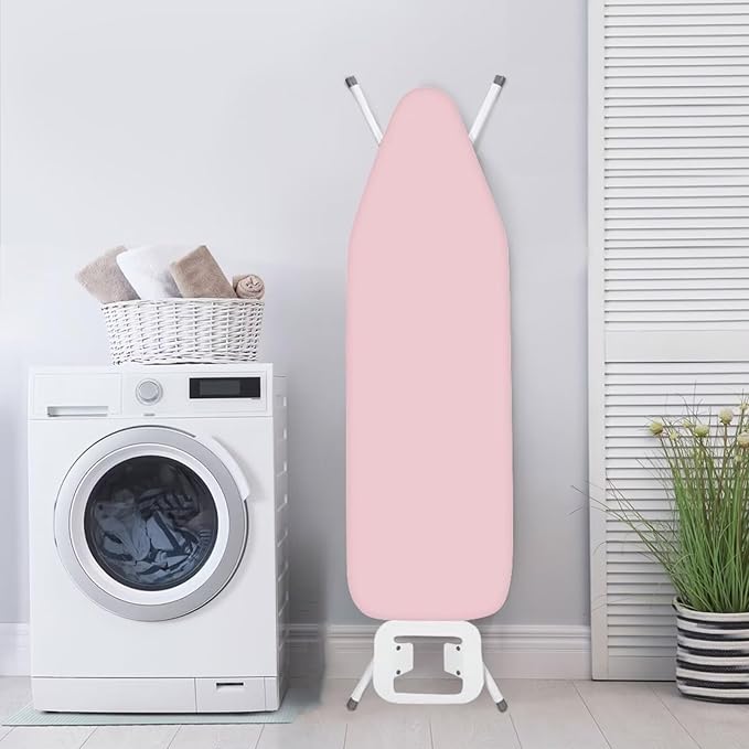 Pink Ironing Board Cover Resist Scorching Extra Wide Ironing Board Cover and Pad with Hook and Loop Stain Resistant Table Top Ironing Board Cover