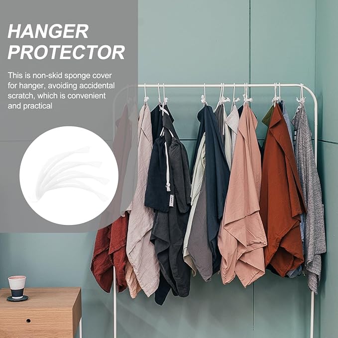 20Pcs Anti-skid Sponge Hanger Protectors Clothing Hanger Covers for Home Closet Organization Lightweight Non-slip Sponge Sleeves Easy to Install and Remove