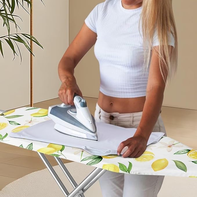 Lemon Ironing Board Cover Thick Table Top Ironing Board Cover with Hook and Loop Soft Iron Pads for Ironing Extra Wide Ironing Pad 54x15 inches