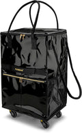 Reusable Grocery Bag on 5 Wheels, Foldable Rolling Tote Bag with Handle and Zipper Cover, Heavy Duty Shopping Cart for Laundry, Market & Travel (Black2, Medium_67L)