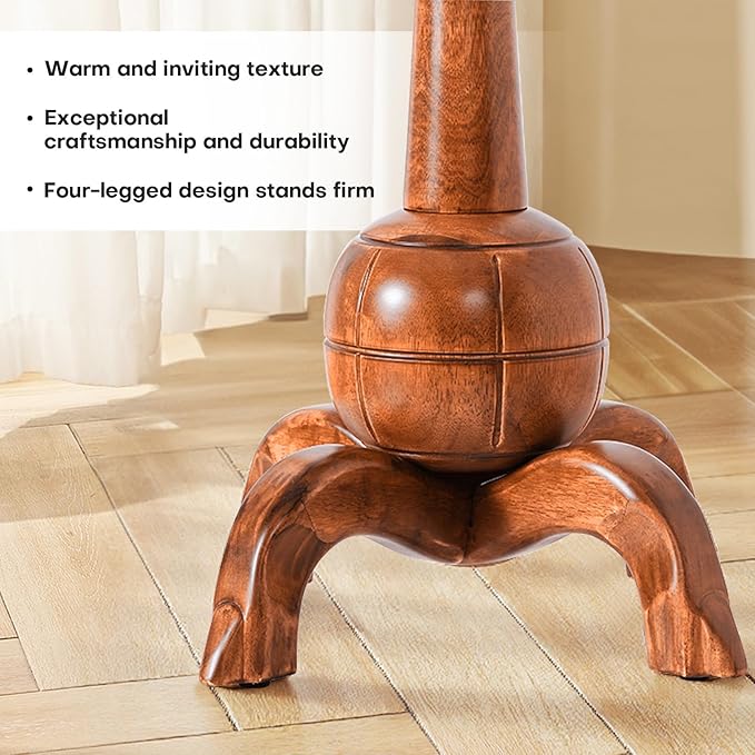 Wooden Coat Rack Freestanding with 8 Hooks, Heavy Duty Coat Hanger Stand with Stable Base, Vintage Coat Tree Standing Coat Racks for Entryway, Hallway, Bedroom (Light Brown)