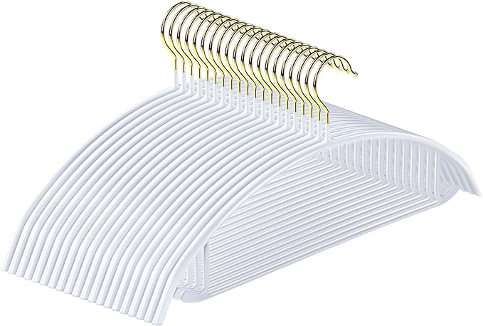 MOPALL Clothes Hangers 20 Pack, Non Slip Hangers Sweater Hanger No Shoulder Bump, 16.5 Inch Wide Durable and Strong Shirt Coat Dress Skirt Suit Hangers with Pants Bar for Laundry & Everyday Use, White