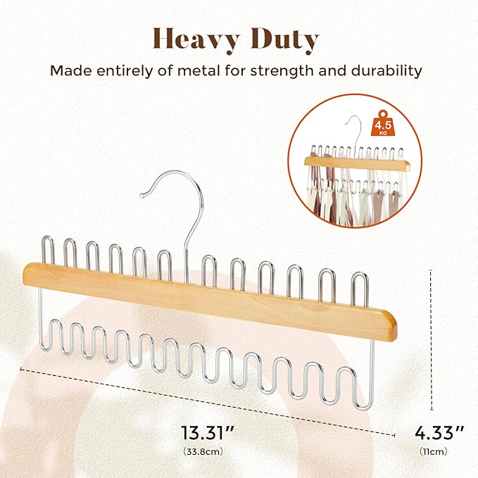 HOUSE DAY Closet Organizers and Storage, Tank Top Hangers, Rotatable Bra Organzier for Closet, Max 24 Storage Capacity Sport Bra Holder, Wood Space Saving Hanger 1 Pack - Dorm Room Essentials