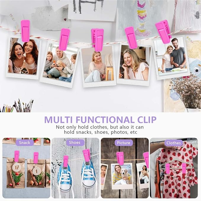 80 Pcs Plastic Baby Hanger Clips Slim-line Finger Clips Set for Clothes Hanger Velvet Hanger (Pink)
