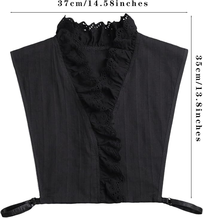 Victoria Cotton Shirts Elegant Ruffle Collar V Neck Dickey Mock Turtleneck Faux Collars for Women Girls