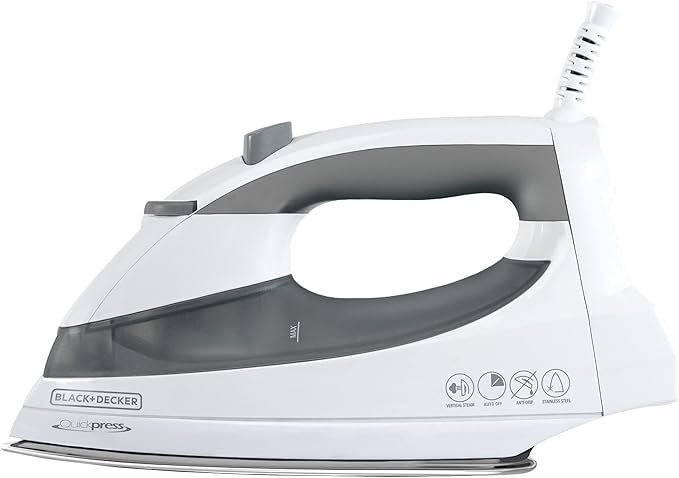 BLACK+DECKER F976 Quickpress Iron with Smart Steam Technology, White/Silver