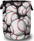 Baseball Softball Laundry Basket, Ball Laundry Hamper Collapsible Oxford Cloth with Handle Clothes Toy Storage Bin for Bathroom Laundry Room Bedroom 15.7 X 20 Inch