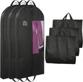 Garment Bags for Hanging Clothes and Travel with 4" Gusseted, Suit Cover for Clothes,Coats,Suit,Jackets,Dress,Shirts,Skirt. (Black-50"-3pcs-Double zipper-Thickened 80G Non-woven Fabric)