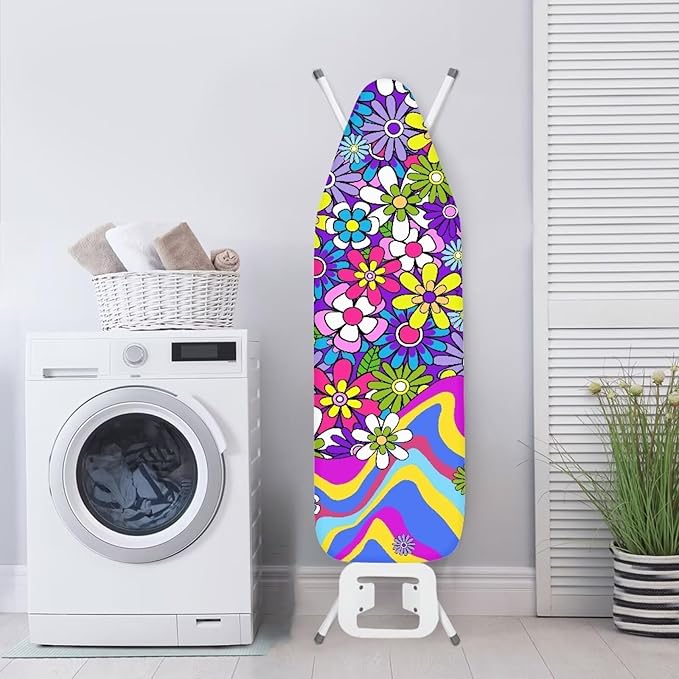 Hippie Flower Ironing Board Replacement Cover for Extra Wide 15 x 54 Ironing Boards Reflects Heat and Stain Resistant Ironing Board Cover Christmas Decor