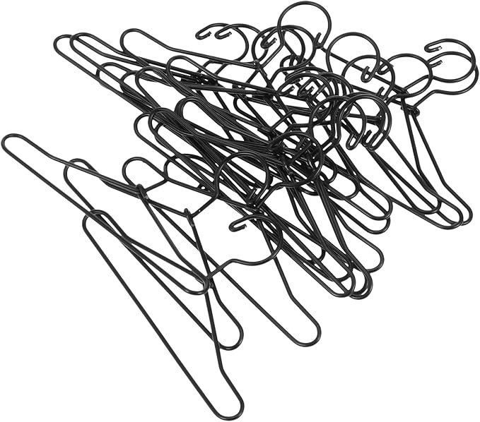 Wire Hangers Wire Hangers Mini Doll Dress Miniature Black Metal Doll Clothes for Shirts Gown Coat Dress Outfit 20pcs Coat Black