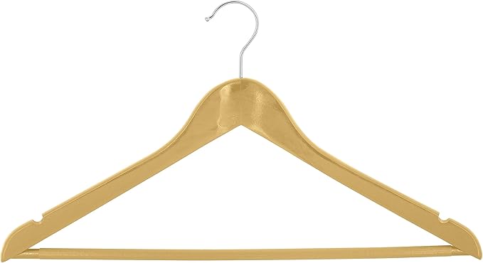 Simplify 3 Pack Natural Wood Hangers | Rolling Crossbar | Prevents Creasing & Wrinkles | Good for Coats | Dresses | Pants and Shirts