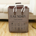 Small Laundry Basket, 50L Foldable Laundry Hamper Organizer with Handles, Fashion Portable Laundry Basket in Bedroom, Laundry Room, Closet, Bathroom, College Dorm (Brown)