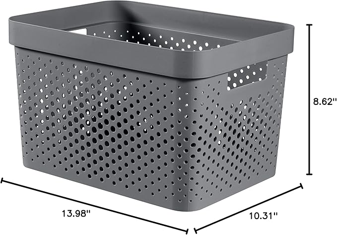 CURVER, Infinity Box 17 L, Recycled Plastic, Charcoal Grey, 35.5 x 26.2 x 21.9 cm