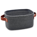 ABenkle Small Storage Basket, Mini Baskets with Handle, Cute Cotton Woven Baskets for Shelves, Boho Decorative Toy Storage Bin for Nursery, Spa, Empty Gift Basket - XS, Dark Gray