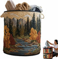 Quilted Laundry Basket, Quilted Laundry Basket with Handles, Boho Fabric Floral Storage, For Bedroom Laundry (#23, 14"L x 14"W x 18"H)