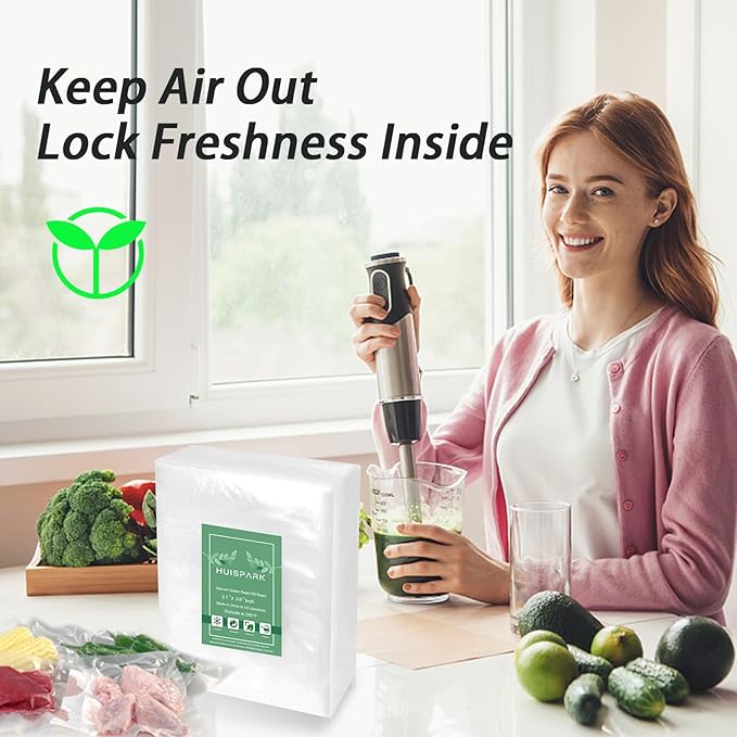 Vacuum Sealer Bags,2.7"*4" 100 Pcs Heavy Duty Pre-Cut Design Commercial Grade Food Sealable Bag for Heat Seal Food Storage,Boilsafe to 280°F Freezable,Good for Storage,Meal Prep and Sous Vide