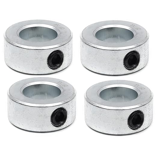 (4-Pack) 1/2” Bore Solid Steel Shaft Collars with Zinc Plated Coating - Durable Shaft Collars Suitable for Machinery and Industrial Use