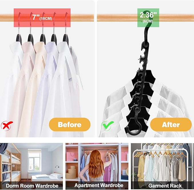 24-Pack-Closet-Organizers-and-Storage,Closet-Organizer-Hangers 5 Holes Hangers-Space-Saving for Heavy Clothes Wardrobe Closets,Dorm-Room-Essentials