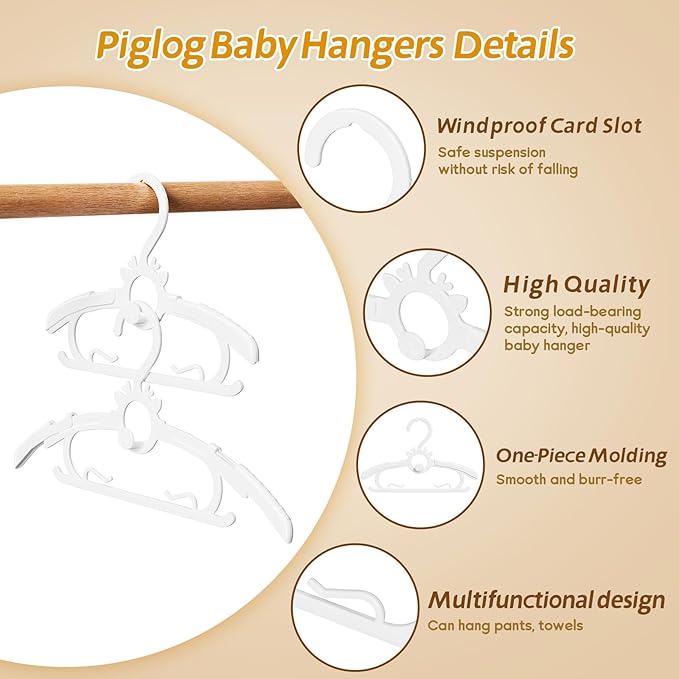 Baby Hangers 40PCS, 11"-14" Extendable and Stackable Kids Hangers, 45g Ultra-Thick Space Saving Non-Slip Plastic Hanger for Infant, Toddler and Nursery Closet (White-White-40)