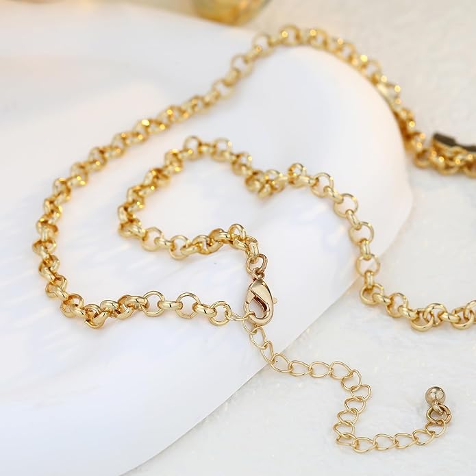 Chunky Gold Necklace for Women Gold Evil Eye Cowboy Pendant Necklace Dainty Paperclip Chain Vintage Luck Amulet Choker Necklaces Celestial Jewelry Gift