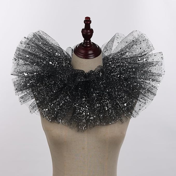 BLESSUME Victorian Retro Mesh Neck Ruff Ruffle Collar Layered Clown Neck Collar