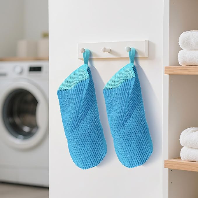 Shoe Washing Machine Bag,Reusable Laundry Cleaning bags for Washer and Dryer Fluffy Fibers 360° Wrap-Around Cleaning for All Shoes with Adjustable Shoe Trees & Dust-Proof Bag (Blue 4Pcs)