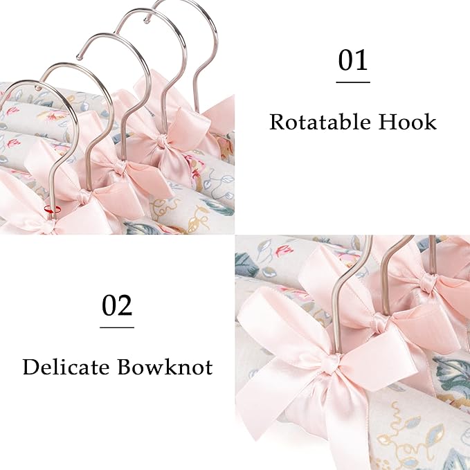 NEOVIVA Padded Hangers for Women - Floral Clothes Hangers, No Shoulder Bump Hangers for Adults - Sweaters, Dresses, Suits (Pack of 5)