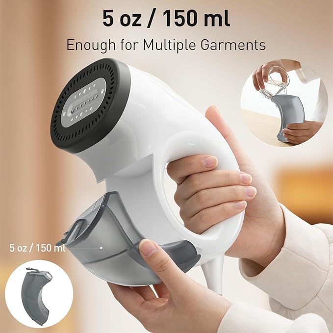 Vacuum Steamer for Clothes – Handheld Clothes Steamer with 2800Pa Suction & 25s Heat-Up – No-Drip Garment Steamers – Suction Steam Iron Alternative – Compact Steam Travel Iron with Base & Bag