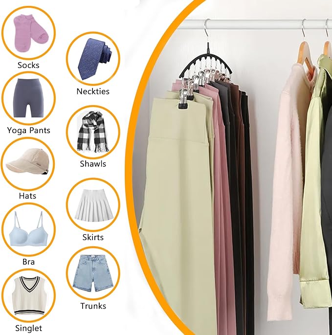 Legging Hangers for Closet Organizer, Hat Hangers for Closet 2 Pack with 10 Clips Holds 20 Leggings, Legging Hanger, Pants Storage Organizer Suitable for Socks, Panties, Underwear, Pants (Green)