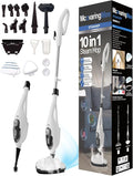 11-in-1 Steam Mop, 1550W Powerful Handheld Steam Cleaner, 260°F Multi-Functional Floor Steamer with 21.3FT Cord for Floors, Hardwood, Tiles, Grout, Windows, Kitchen, Bath, Adjustable (White)