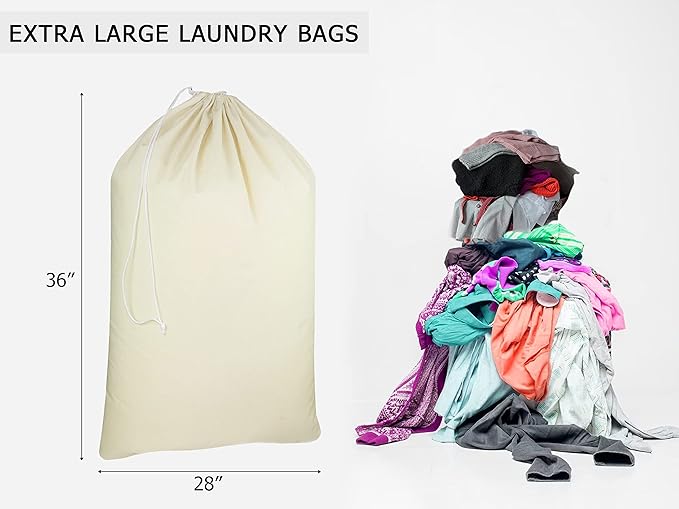 Cotton Craft - 2 Pack Extra Large 100% Cotton Canvas Heavy Duty Laundry Bags - Natural Cotton - 28"x36" - Versatile - Multi Use