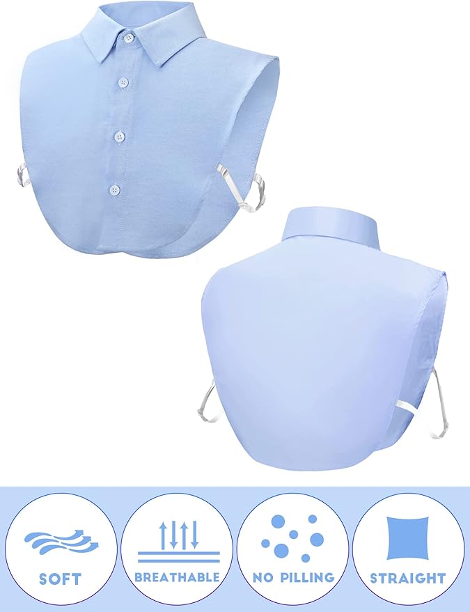 Syhood 4 Pcs Fake Collar Detachable False Dicky Collar Half Shirts Round for Women Outfits Halloween Costume Accessories