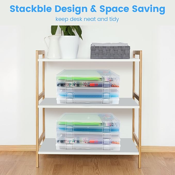 12x12'' Scrapbook Paper Storage, 5 Pack Board Game Storages, Stackable Paper Storage for Magazine, Art Supplies, Files, Photo, Vinyls, Crafts