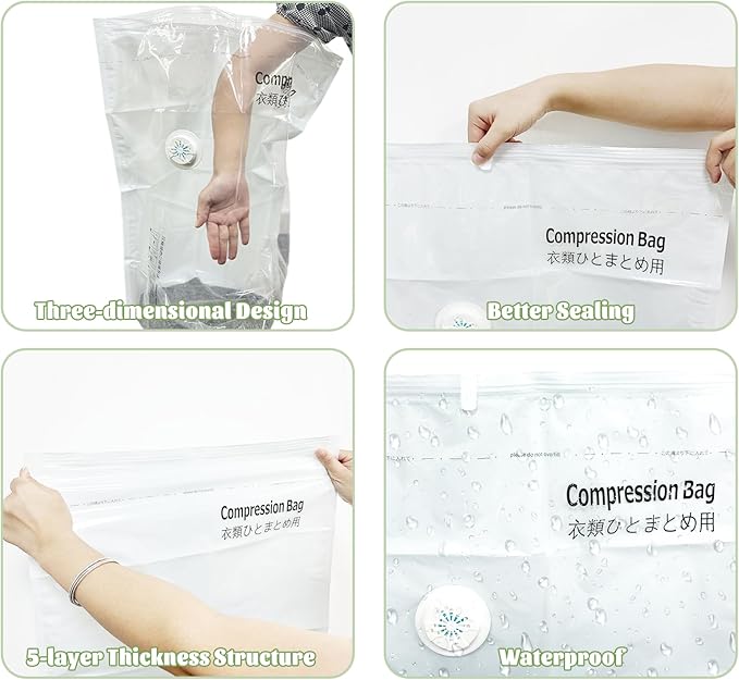 Large Vacuum Seal Bags for Clothing Travel Blankets Bedding,Space Saver Vacuum Storage Bags