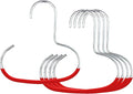 Mawa Scarf, Shawl, Belt, and Accessory Organizer, Non-Toxic Metal Hanger with Grip Coating, Easy Access Open Hook, Model G-1 Space Saving Design, Set of 5, Red