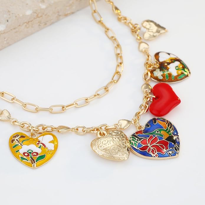 Chunky Gold Necklace for Women Gold Evil Eye Cowboy Pendant Necklace Dainty Paperclip Chain Vintage Luck Amulet Choker Necklaces Celestial Jewelry Gift