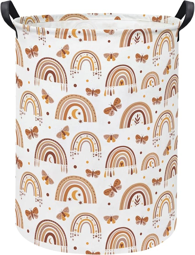 Baby Laundry Hamper kids laundry Basket Waterproof Storage Bin for Bedroom Toy Clothes Organizer Basket Woodland Animals Room Décor(Rainbow)