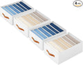 Closet Organizers and Storage - Fabric Clothes Organizer with Handles, Foldable Jeans Organizer for Clothes, Drawer Organizer for Shirts, Bra, Sweater, Scarf, 4 Pack, White