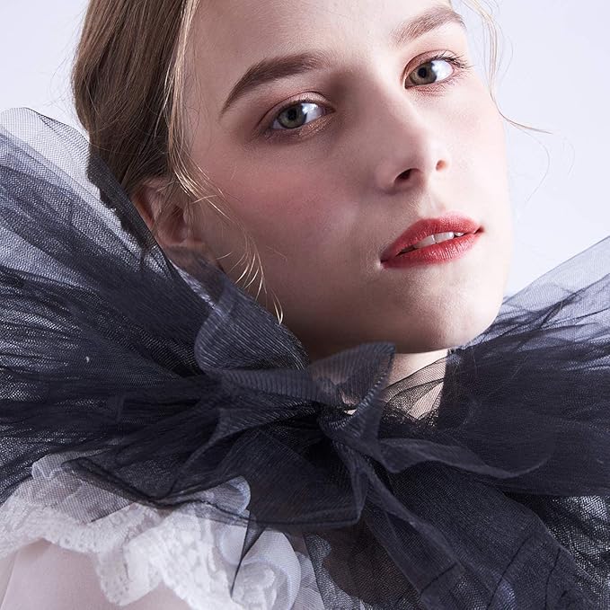 BLESSUME Victorian Retro Mesh Neck Ruff Ruffle Collar Layered Clown Neck Collar