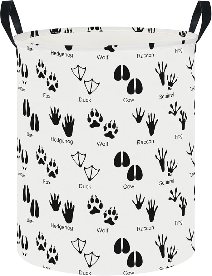 CLOCOR Large Laundry Basket,Waterproof Nursery Hamper,Collapsible Fabric Storage Container,Room Decor,Gift Basket（Animal Paw